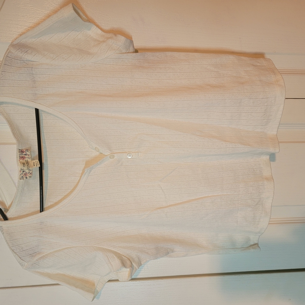 Pink Republic Cream Fitted Polo Top